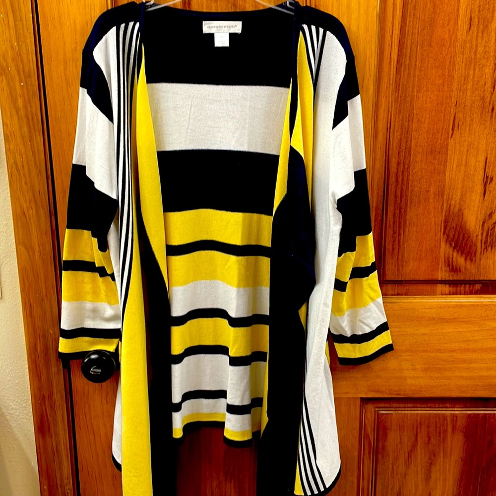 Navy blue & yellow cardigan